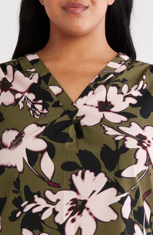Jones New York Floral Print Tunic In Green