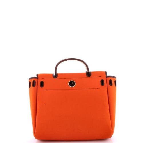 Pre-owned Hermes Hermes Herbag Toile And Leather Pm In Orange