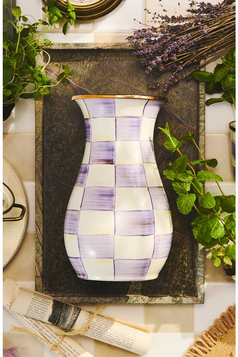 Violet Check Tall Vase, Alternate, color, VIOLET