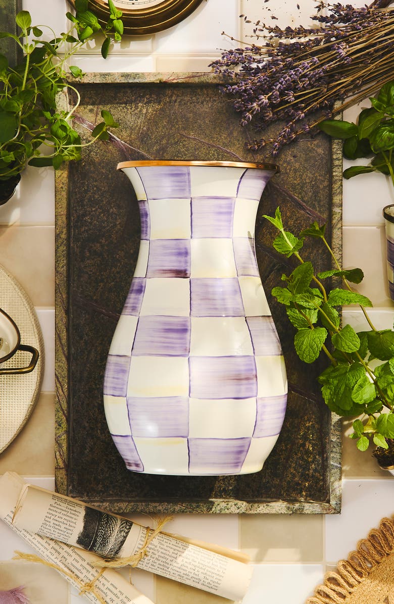 MACKENZIE CHILDS Violet Check Tall Vase, Alternate, color, Violet