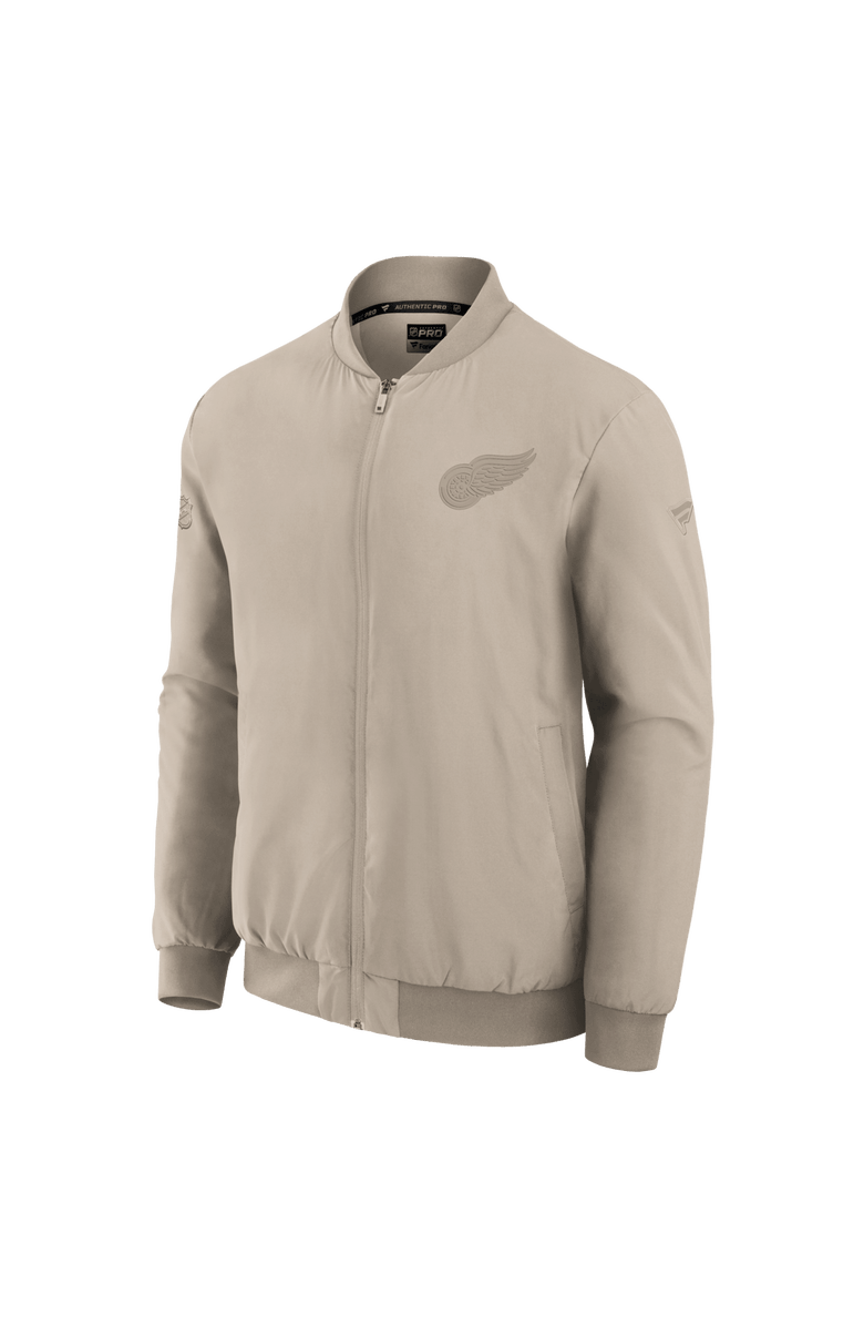 FANATICS Men
s Fanatics Tan Detroit Red Wings Authentic Pro Road Lightweight Full-Zip Bomber Jacket, Alternate, color, Tan