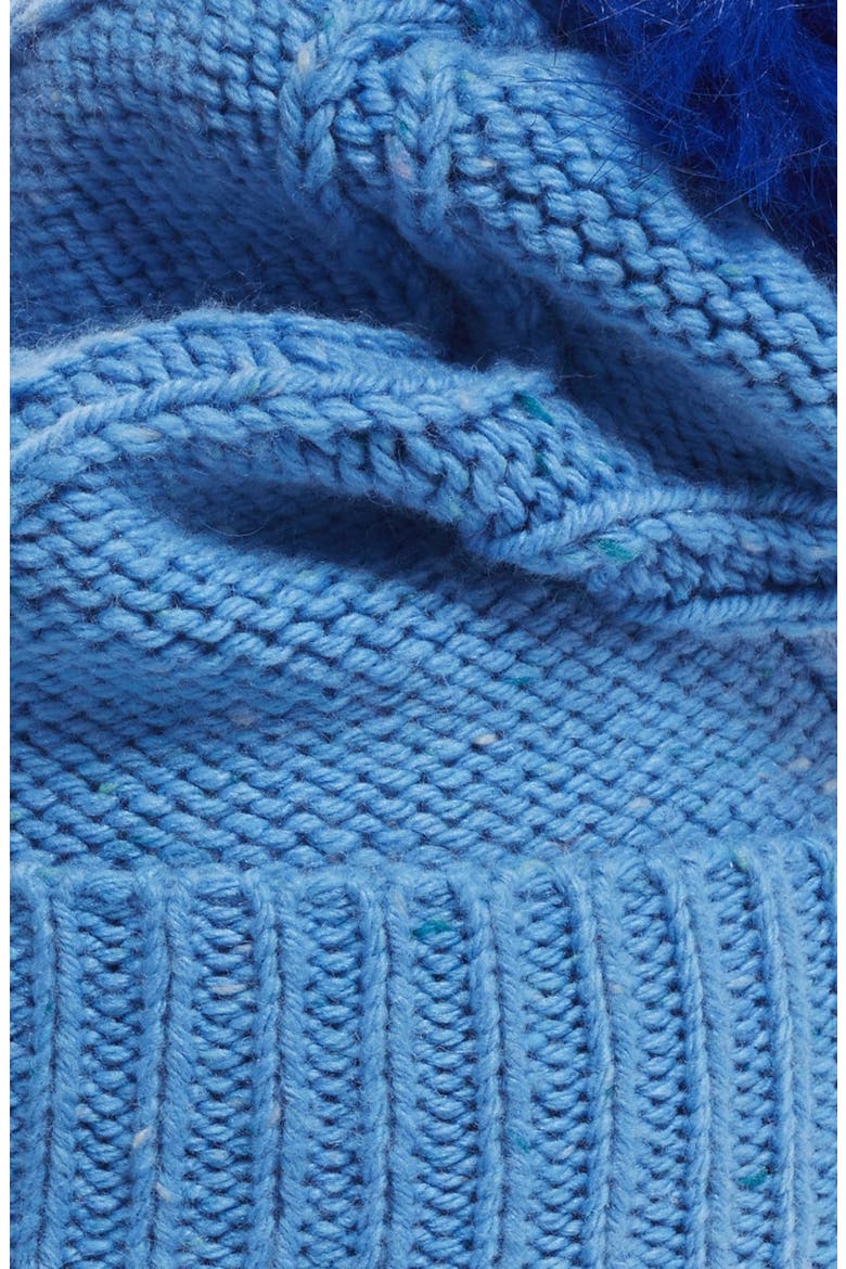 Cable Knit Pompom Beanie, Alternate, color, JANE BLUE