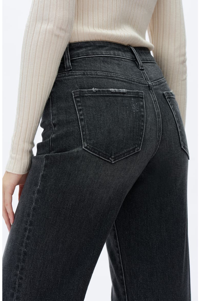 Raw Hem Mid Rise Wide Leg Jeans, Alternate, color, DARK GREY