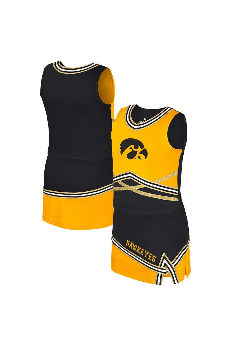 Girls Youth Colosseum Black Iowa Hawkeyes Lollipop Park Cheer Two-Piece Set, Main, color, Black