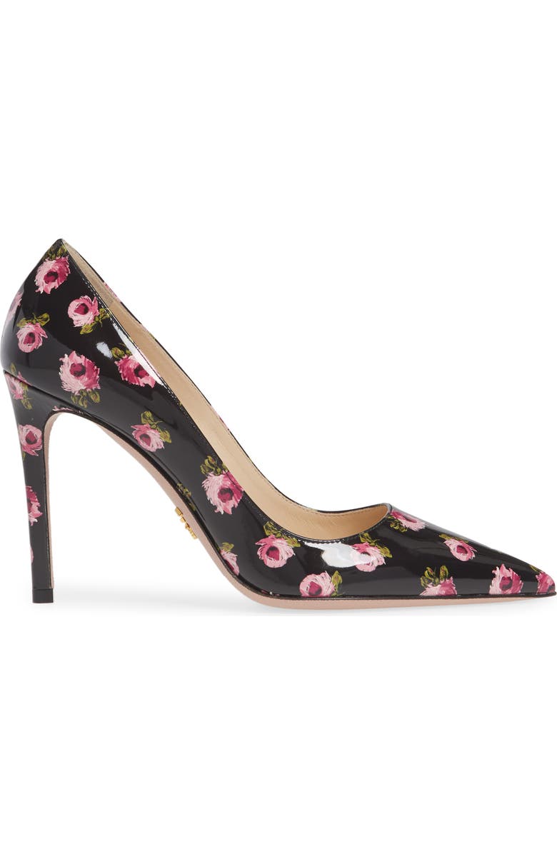 Prada Floral Pointed Toe Pump, Alternate, color,