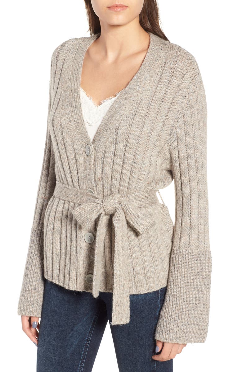 Leith Cozy Ribbed Tie Cardigan, Alternate, color,