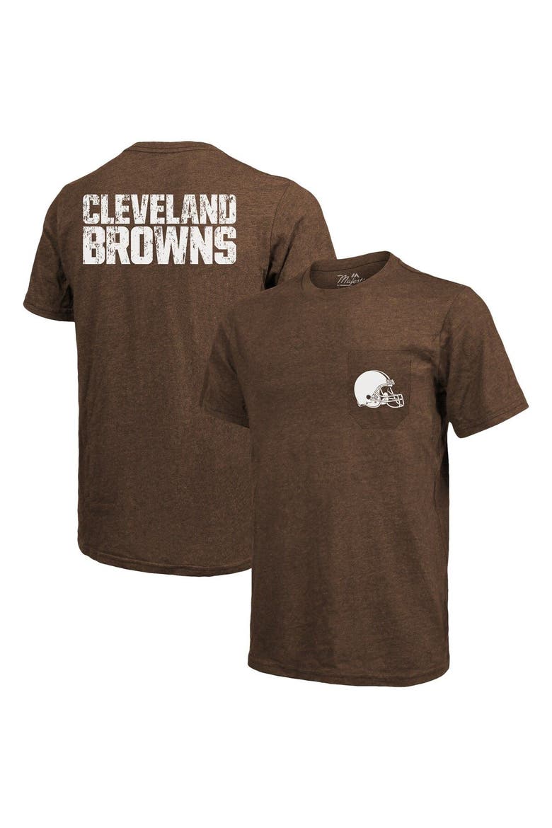Cleveland Browns Majestic Threads Tri-Blend Pocket T-Shirt - Brown, Main, color, Brown