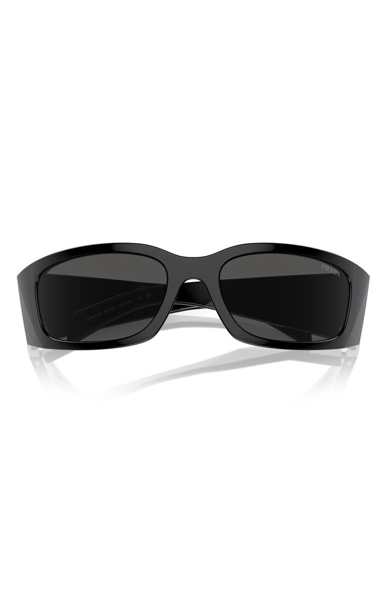 Prada 60mm Butterfly Polarized Sunglasses, Main, color, Black