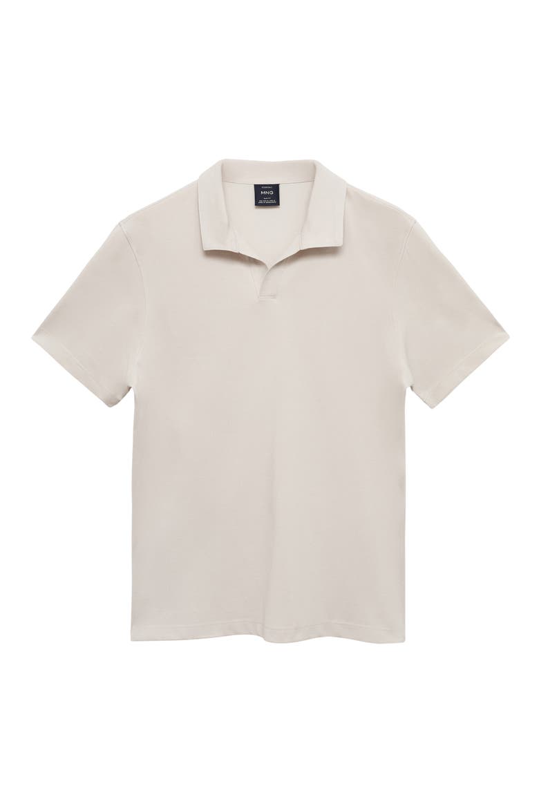 Solid Johnny Collar Cotton Blend Piqué Polo, Alternate, color, IVORY WHITE