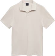 MANGO Solid Johnny Collar Cotton Blend Piqué Polo
