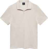 MANGO Solid Johnny Collar Cotton Blend Piqué Polo