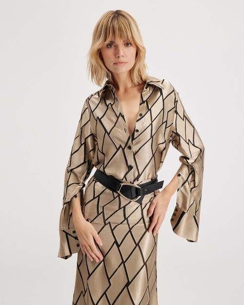 Theo The Label Theia Retro Burnout Boyfriend Shirt In Brown