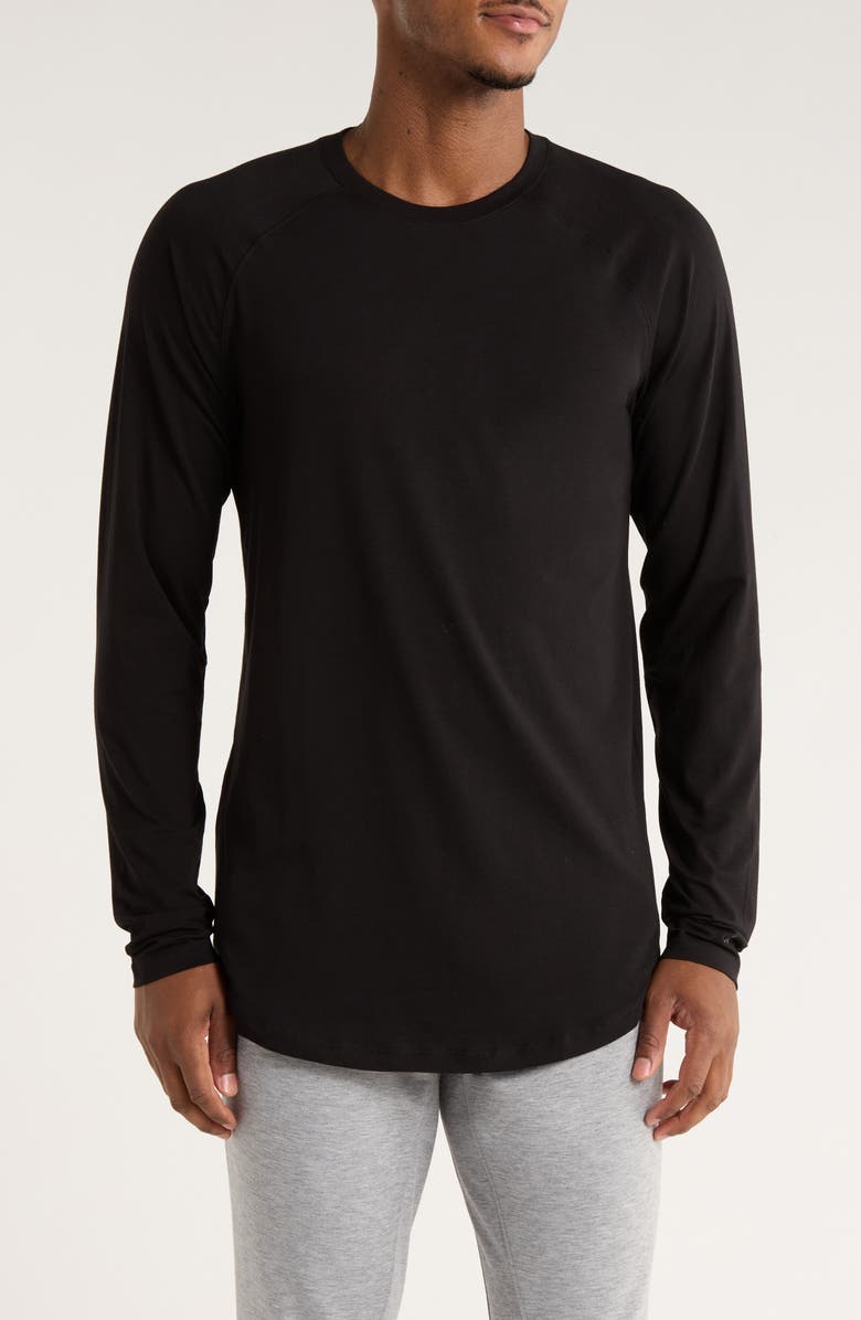 Kenneth Cole Stretch Cotton Long Sleeve Activewear T-Shirt, Main, color, Black