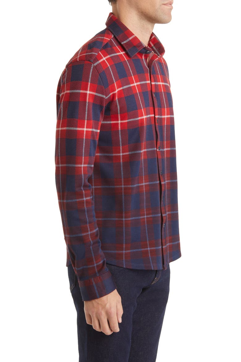Plaid Jacquard Dip Dye Knit Button-Up Shirt, Alternate, color, ORANGE