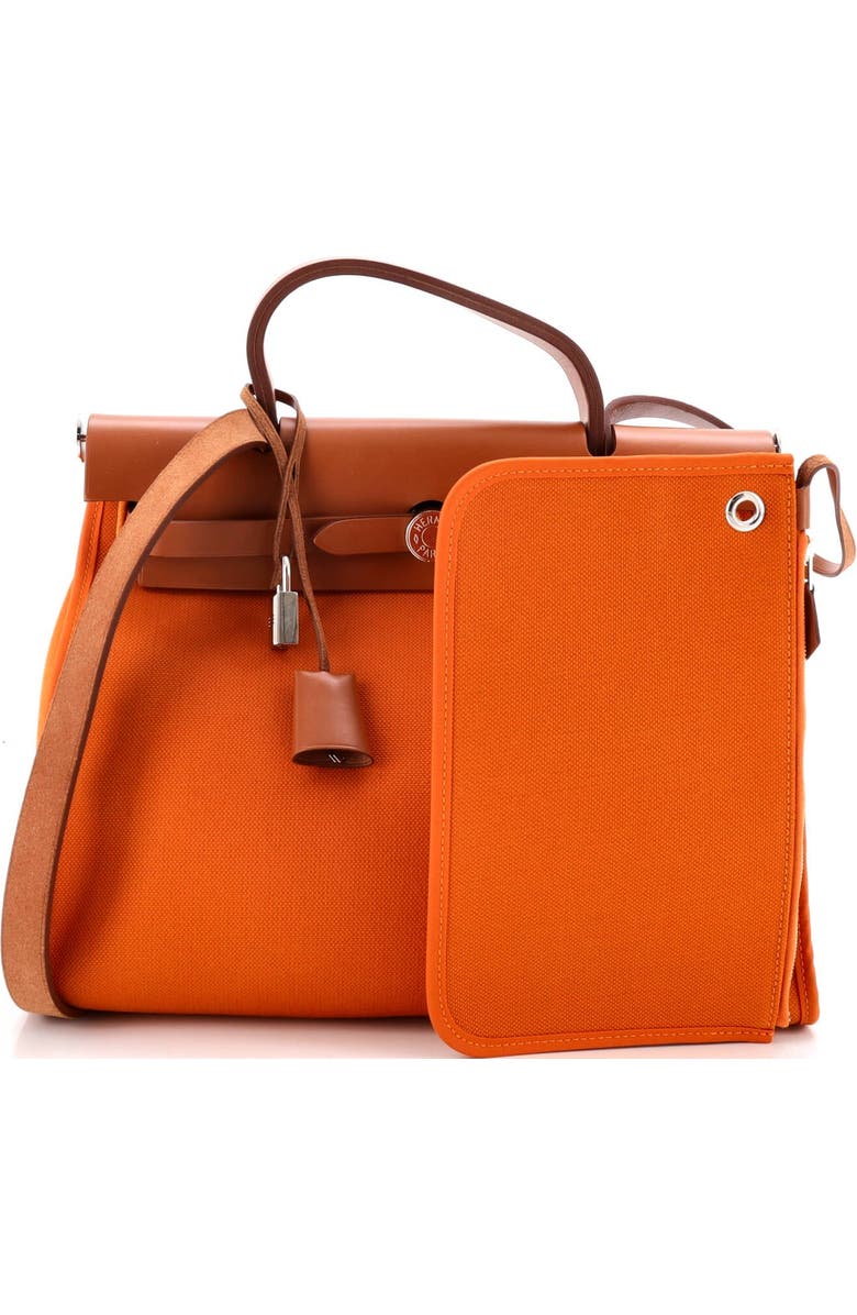 Pre-Owned Hermes Herbag Zip Leather and Toile 31, Alternate, color, Abricot