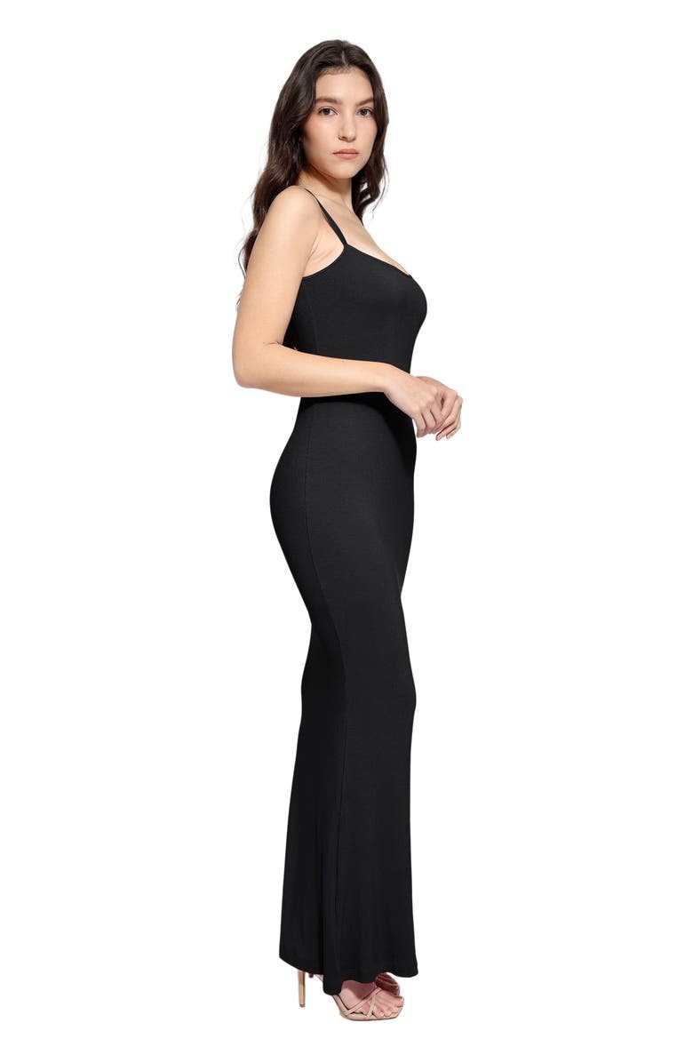 Popilush Shapewear Modal Slimming Maxi Slip Dress, Alternate, color, Midnight Black