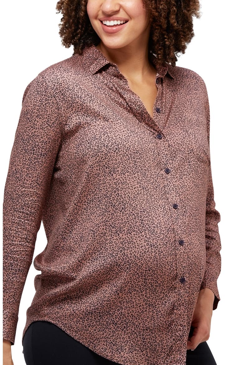 Charley Button-Up Maternity/Nursing Top, Alternate, color, ANIMAL