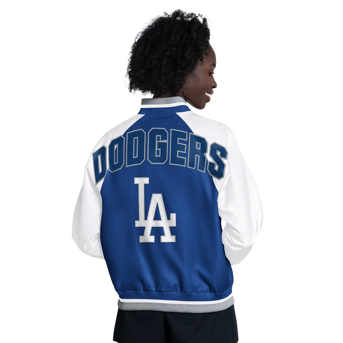 Women's Starter White/Royal Los Angeles Dodgers Blitz Varsity Raglan Full-Snap Satin Jacket - image 2