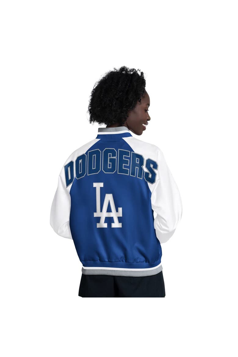 Women's Starter White/Royal Los Angeles Dodgers Blitz Varsity Raglan Full-Snap Satin Jacket, Alternate, color, White