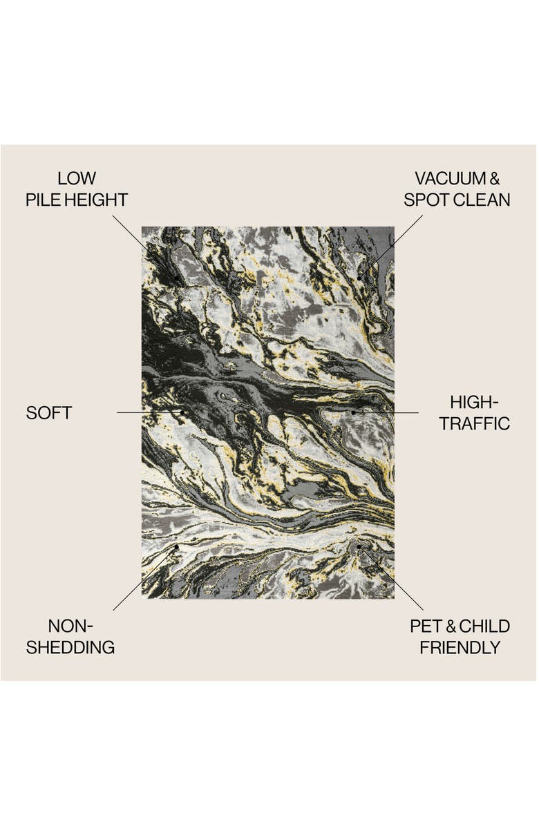 JONATHAN Y Swirl Marbled Abstract Area Rug, Alternate, color, Black/Yellow