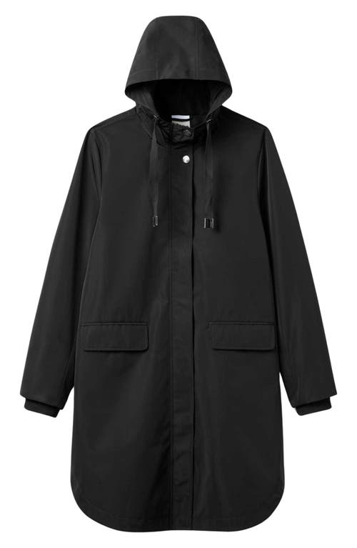 Noize Mid Length Rain Coat In Black