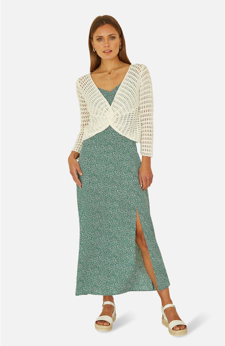 Yumi Crochet Cotton Twisted Bolero Cardigan, Alternate, color, Ivory