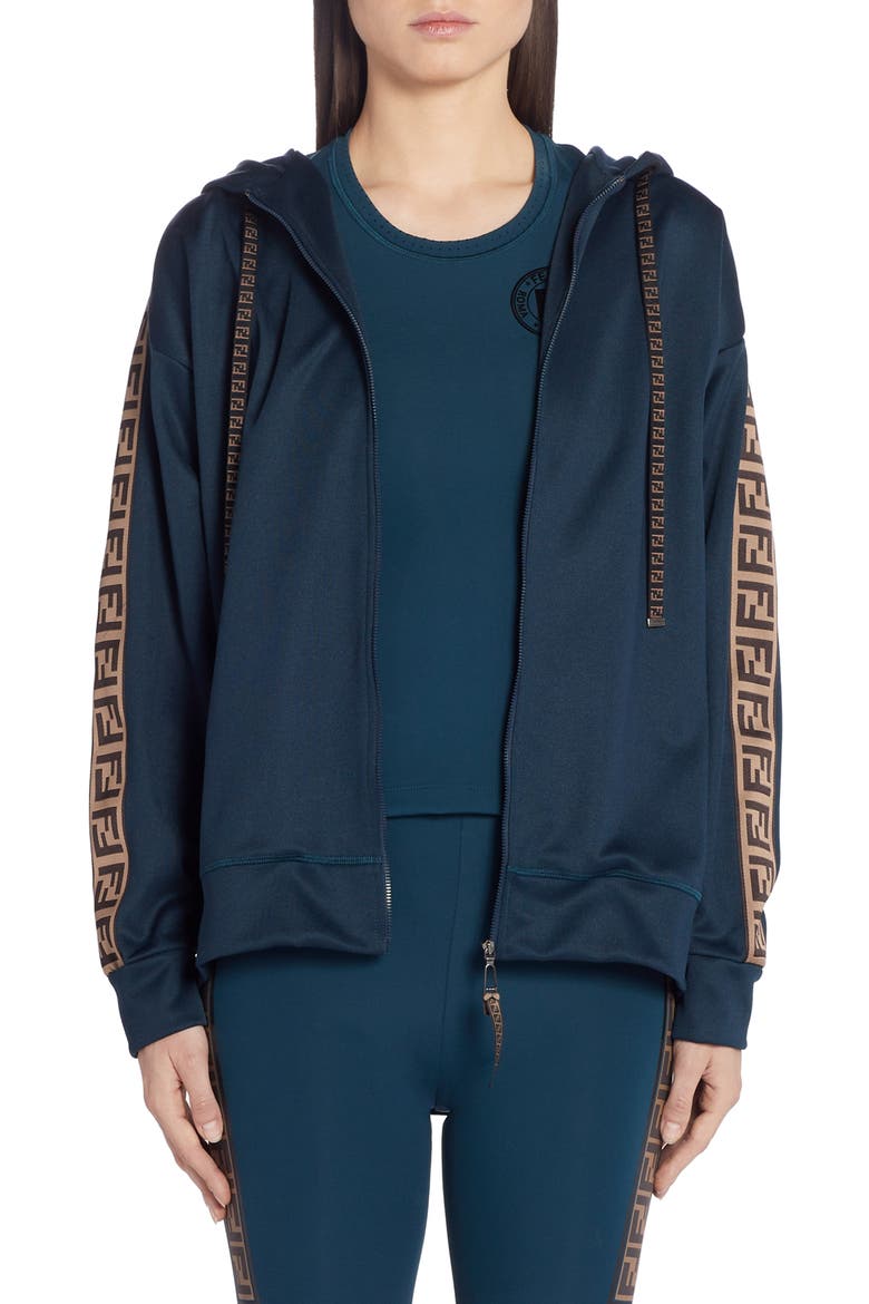 FF Logo Hooded Jersey Jacket, Main, color, F19EJ NAVY