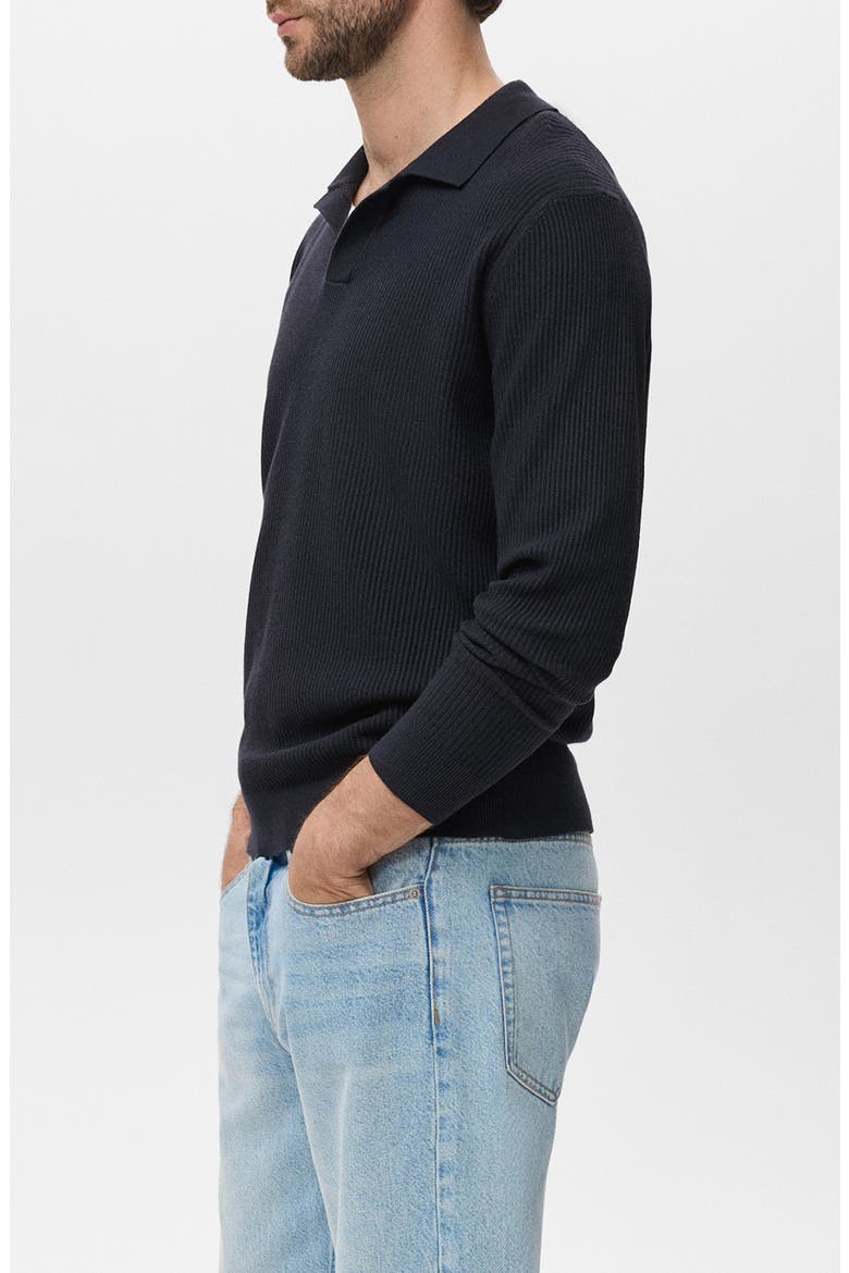 Johnny Collar Rib Polo Sweater, Alternate, color, NAVY