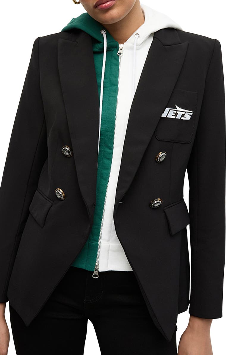 Veronica Beard x NFL Hoodie Dickey Jacket, Main, color, Jets - Gotham Green/ White