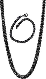 Adornia Men's Wheat Chain Necklace & Bracelet Set