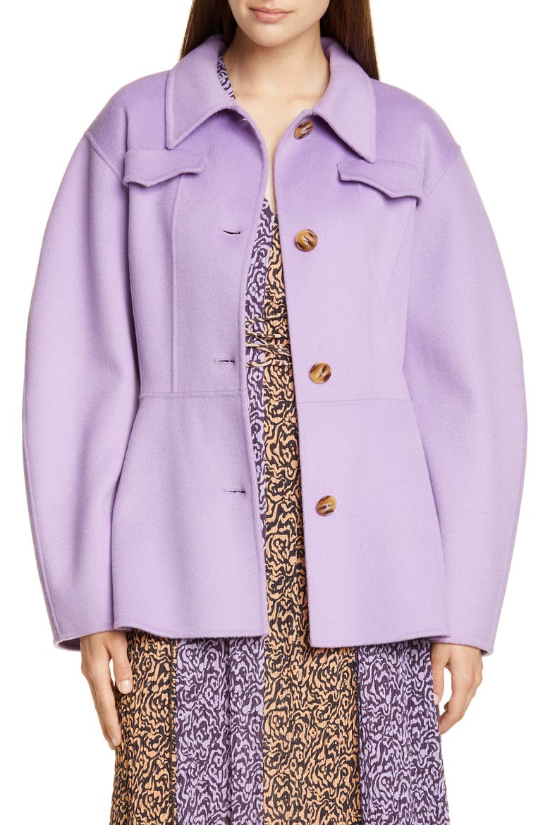 Adut Belted Wool & Silk Jacket, Main, color, LILAC