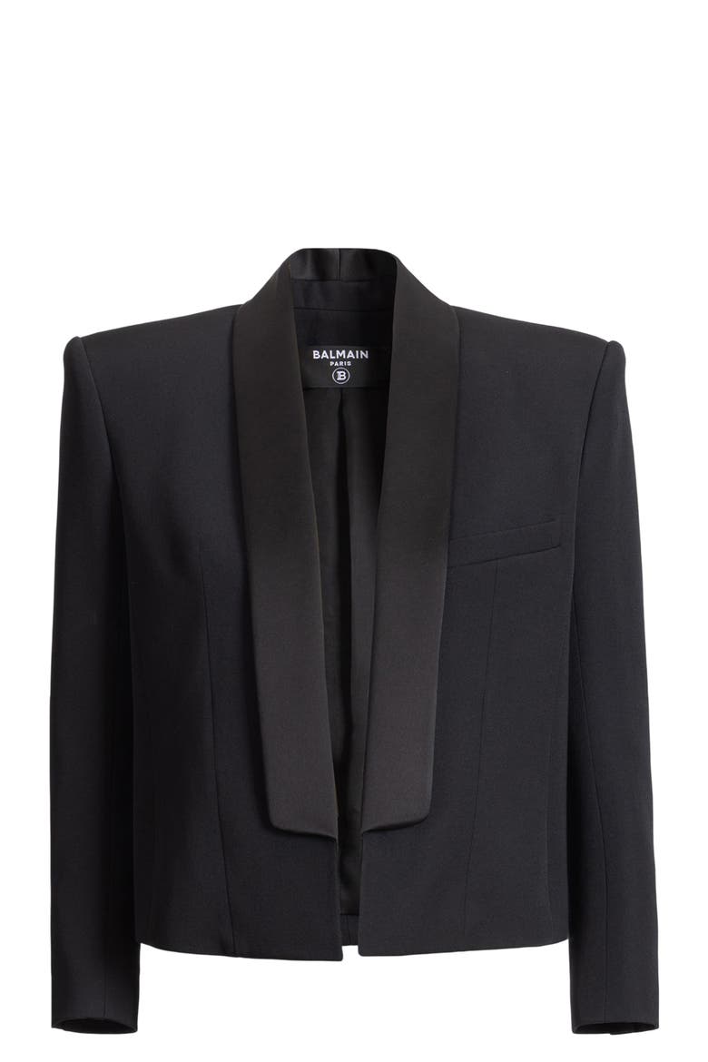 Cropped grain de poudre jacket, Alternate, color, black