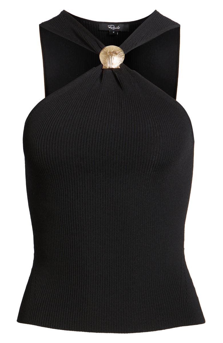 Rails Senna Metal Accent Rib Halter Top, Alternate, color, Black