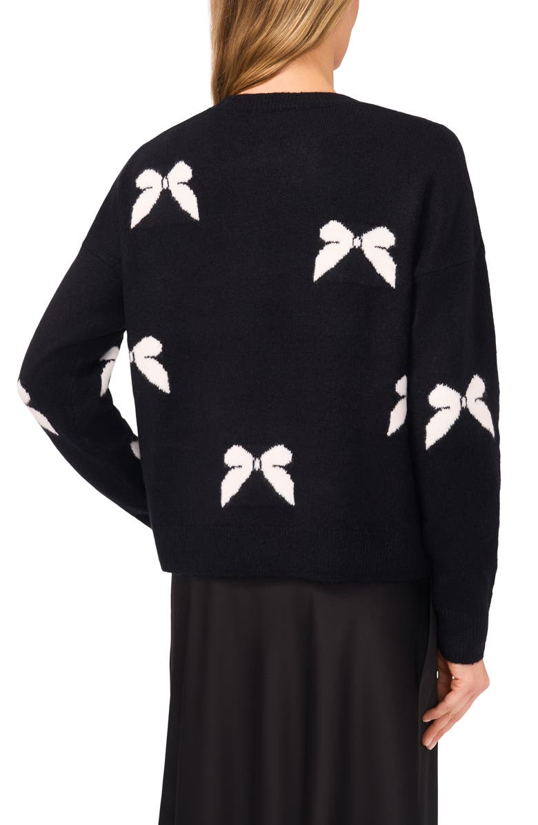 CeCe Bow Crewneck Sweater, Alternate, color, Rich Black