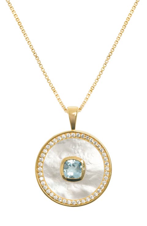 Aquamarine Mother Of Pearl Necklace