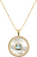 Freya Rose Aquamarine Mother Of Pearl Necklace