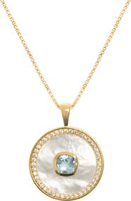 Freya Rose Aquamarine Mother Of Pearl Necklace