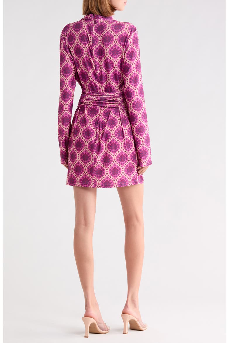 Dara Fleur Long Sleeve Minidress, Alternate, color, PINK/ BURGUNDY