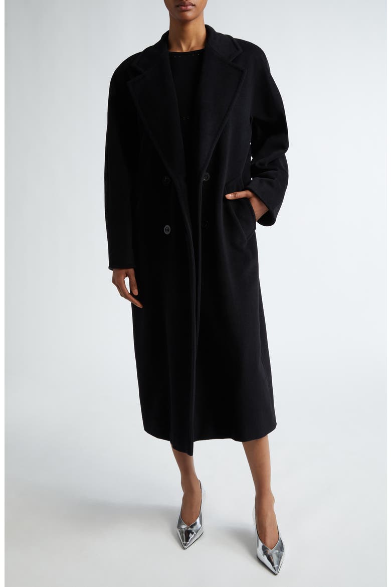 Madame Double Breasted Wool & Cashmere Coat, Alternate, color, BLACK