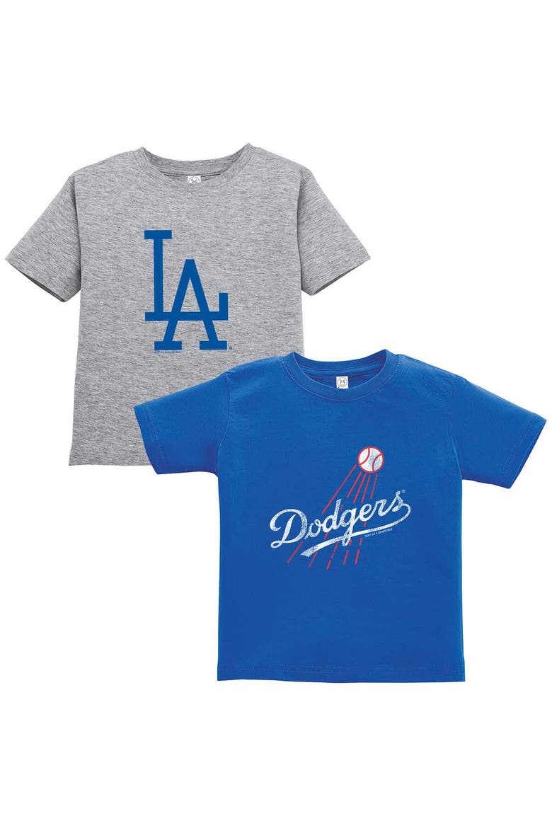 Toddler Soft as a Grape Royal/Gray Los Angeles Dodgers Cooperstown Collection Two-Pack T-Shirt Set, Main, color, Royal