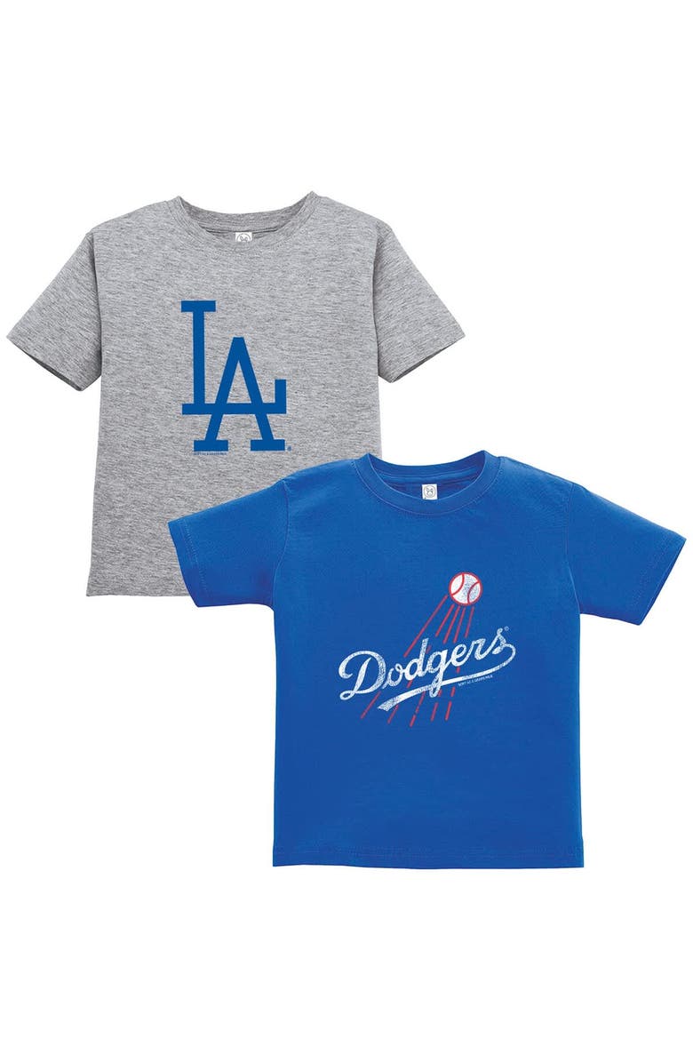 SOFT AS A GRAPE Toddler Soft as a Grape Royal/Gray Los Angeles Dodgers Cooperstown Collection Two-Pack T-Shirt Set, Main, color, 