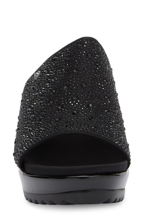 Anne Klein Rellin Wedge Sandal In Black With Stones