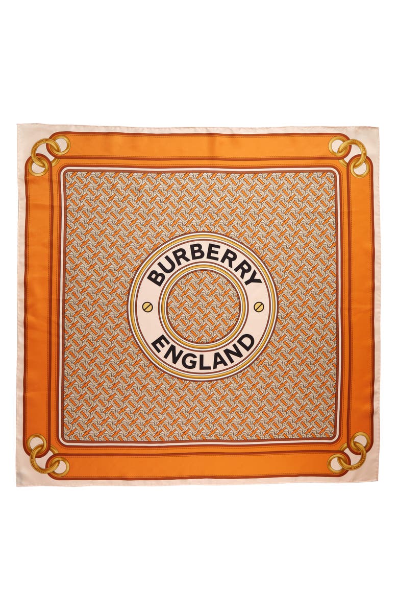 Burberry Logo Archive Print Silk Twill Scarf, Main, color,