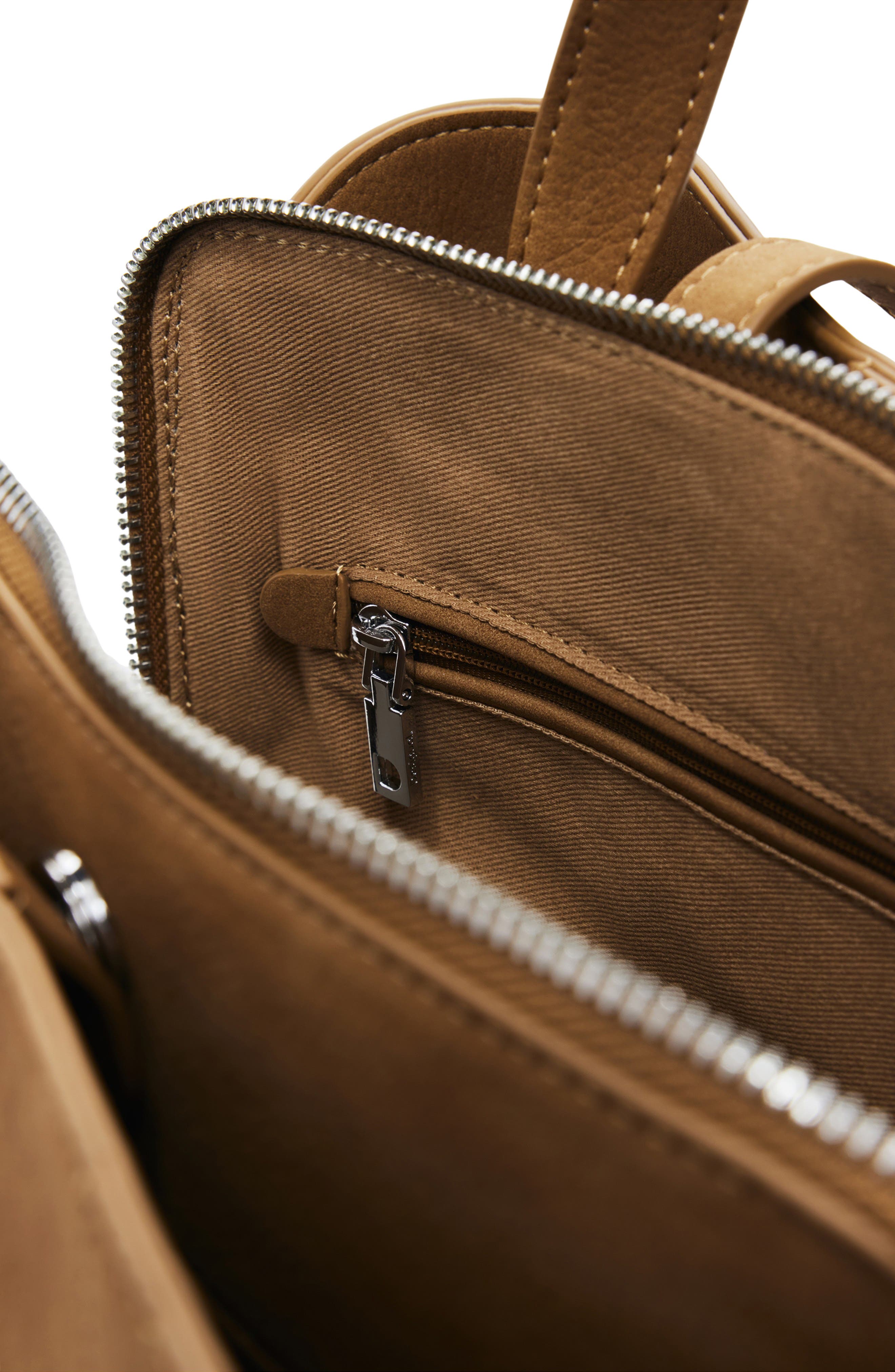 Medium Faux Leather Backpack, Alternate, color, CAMEL