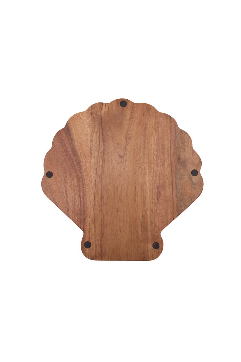 Coastal Scallop Shaped Sectional Wood Novelty Serving Platter 12", Alternate, color, Brown