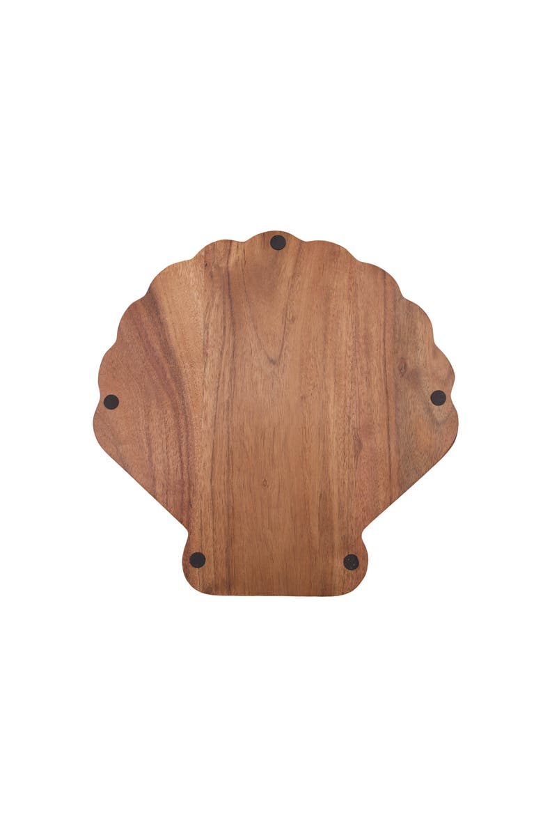 Gallerie II Coastal Scallop Shaped Sectional Wood Novelty Serving Platter 12", Alternate, color, Brown