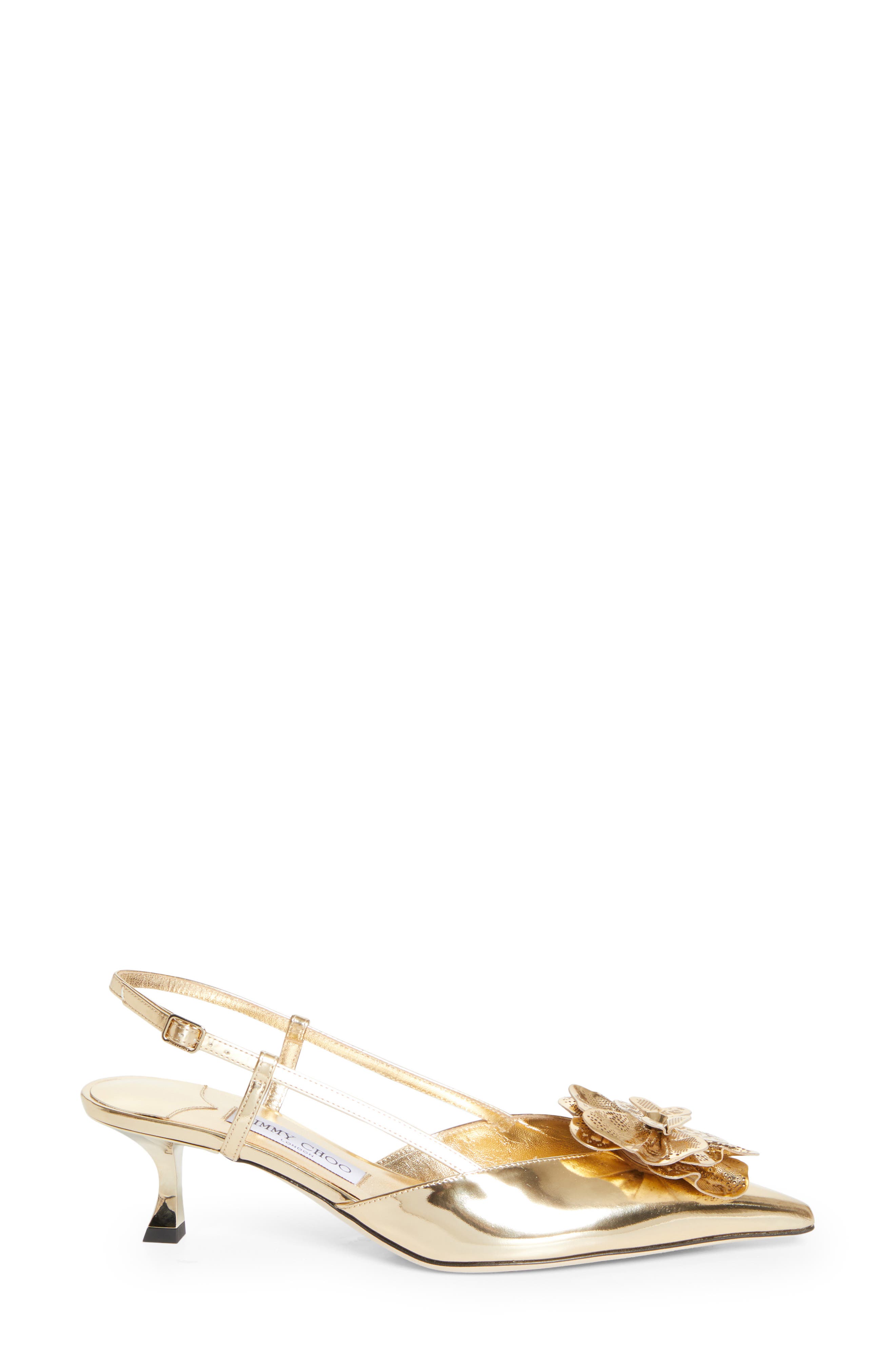 Jimmy Choo Mimmi Pointed Toe Slingback Pump, Alternate, color, Gold/ Gold