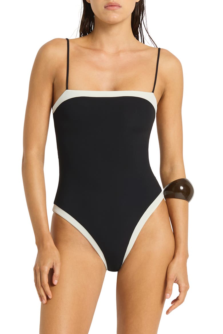 Fosca Reversible Moderate Coverage One-Piece Swimsuit, Main, color, BLACK / COCONUT