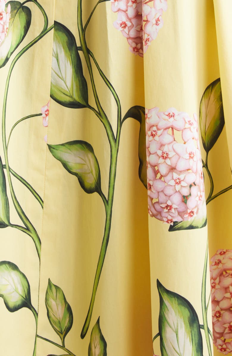 Oscar de la Renta Floral Stretch Poplin Dress, Alternate, color, Pink/ Butter