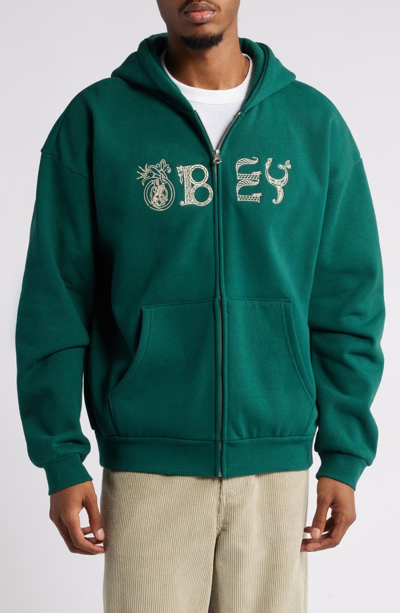Obey Woodcut Extra Heavy Hoodie, Alternate, color, 